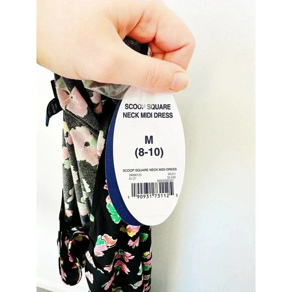 NWT Scoop Black Floral Button Front Midi Dress Size M - Picture 14 of 16